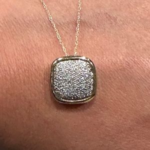 New 18k & Silver Diamond Cluster Pendant